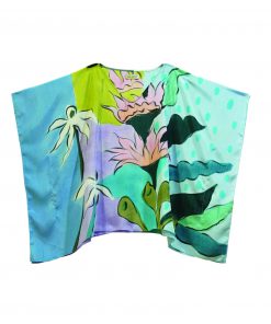 Abtract cotton silk poncho blouse free size