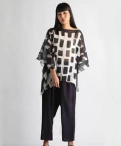 Alternative view of (Pre-order)Abstract Poncho Cotton Voile Hand paint Free Size