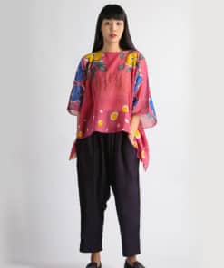 Alternative view of (Pre-order)Abstract Poncho Cotton Voile Hand paint Free Size