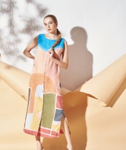 Alternative view of (Pre-order)Long Dress Linen Hand Paint