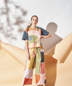 Alternative view of (Pre-order)Blouse and Long pants Cotton Rayon Hand Paint