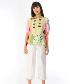 Alternative view of (Pre-order)Abstract Poncho Cotton Rayon Hand paint Free Size