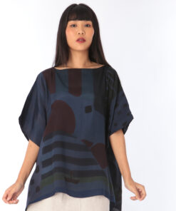 Alternative view of (Pre-order)Abtract Poncho Blouse Cotton Silk Free Size