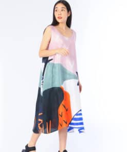 Alternative view of (Pre-order)Sac Sleeveless Dress Soft Cotton Silk Hand Paint for Holidays Summer