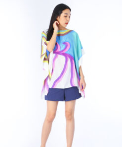 Alternative view of (Pre-order)Abtract Poncho Blouse Cotton Silk Free Size