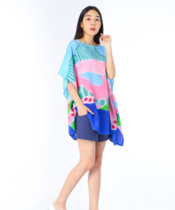 Alternative view of (Pre-order)Abtract Poncho Blouse Cotton Silk Free Size