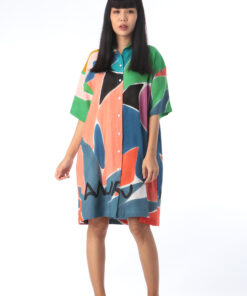 Alternative view of (Pre-order)Shirt Dress Cotton Rayon Hand Paint Free size