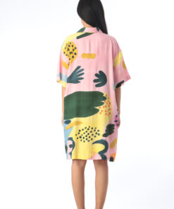 Alternative view of (Pre-order)Shirt Dress Cotton Rayon Hand Paint Free size