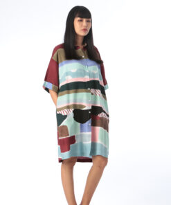 Alternative view of (Pre-order)Shirt Dress Cotton Rayon Hand Paint Free size