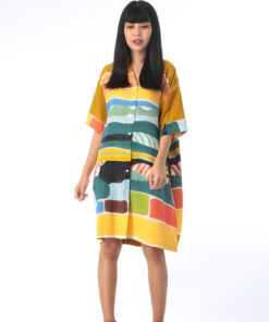 Alternative view of (Pre-order)Shirt Dress Cotton Rayon Hand Paint Free size