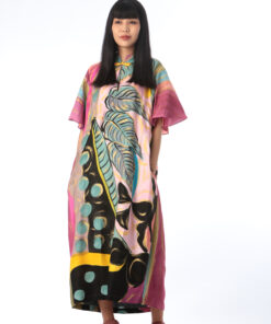 Alternative view of (Pre-order) Dress Kaftan Hand Paint Silk Satin Free Size
