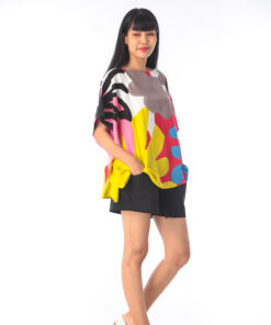 Alternative view of (Pre-order)Abtract cotton Rayon poncho blouse free size