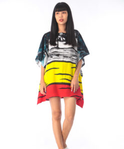 Alternative view of Abtract cotton Rayon poncho blouse free size