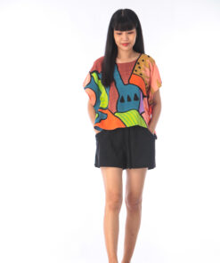 Alternative view of Abtract cotton Rayon poncho blouse free size