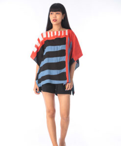 Alternative view of (Pre-order)Abtract cotton Rayon poncho blouse free size