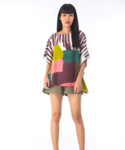 Alternative view of Abtract cotton Rayon poncho blouse free size