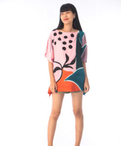 Alternative view of (Pre-order)Abtract Cotton Rayon poncho blouse free size