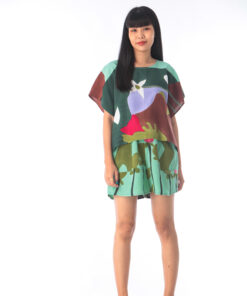 Alternative view of Set Poncho Blouse and Short Pant Cotton Rayon Hand paint For Summer Beach Vacation