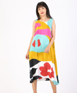 Alternative view of (Pre-order)Sac Sleeveless Dress Soft Cotton Silk Hand Paint for Holidays Summer