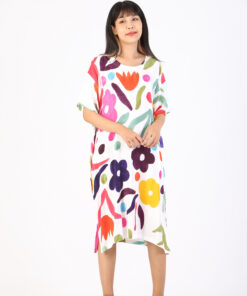 Alternative view of (Pre-Order) Short Dress Cotton Rayon Hand Paint Free Size