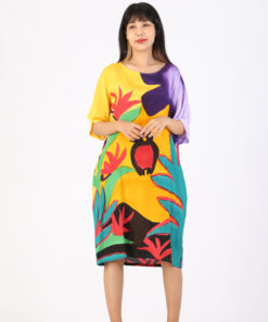 Alternative view of (Pre-Order) Short Dress Cotton Rayon Hand Paint Free Size