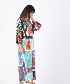 Alternative view of (Pre-Order) Hand Painted Linen Silk Kaftan - Free Size