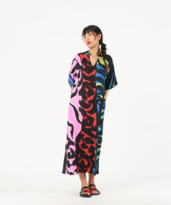 Alternative view of (Pre-order) Kaftan Linen V Nack Hand Paint Free Size