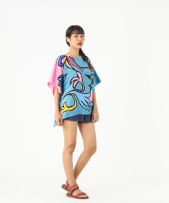 Alternative view of (Pre-order)Abtract Poncho Blouse Cotton Silk Free Size