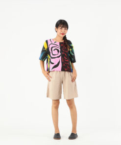 Alternative view of (Pre-order) Abstract Linen Kimono Blouse Hand Paint Free Size