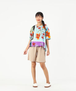 Alternative view of (Pre-order) Abstract Linen Silk Kimono Blouse Hand Paint Free Size