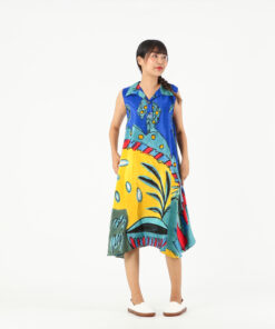 Alternative view of (Pre-order)Sac Sleeveless Collar Dress Soft Cotton Silk Hand Paint for Holidays Summer