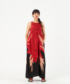 Alternative view of (Pre-order) Long Dress Silk Linen Hand Paint Free Size