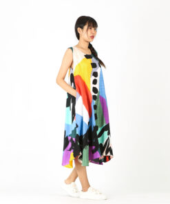Alternative view of (Pre-order)Sac Sleeveless Dress Soft Cotton Silk Hand Paint for Holidays Summer