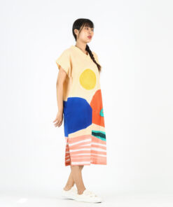 Alternative view of (Pre-order) Short Dress V Nack Linen Hand Paint Free Size