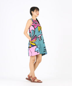 Alternative view of (Pre-order) Short Dress Zip Cotton Rayon Hand Paint Free Size
