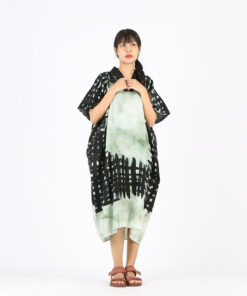 Alternative view of (Pre-order) Kaftan V Nack Cotton Silk Hand Paint Free Size