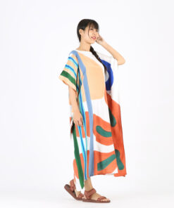 Alternative view of (Pre-order) Kaftan Cotton Silk Hand Paint Free Size คาฟทานคอตต้อนซิลล์แฮนด์เพ้นท์