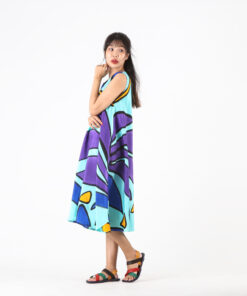 Alternative view of (Pre-order)Sac Sleeveless Dress Soft Cotton Silk Hand Paint for Holidays Summer