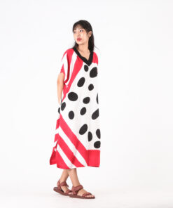 Alternative view of (Pre-order) Kaftan V Nack Cotton Silk Hand Paint Free Size