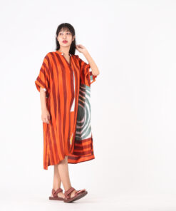 Alternative view of (Pre-order) Short Dress with Collar Cotton Silk Hand Paint Free Size