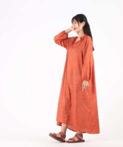 Alternative view of Long Dress with Collar Silk Digital Print Screen Free Size