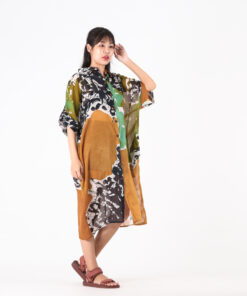 Alternative view of (Pre-order) Shirt Dress Kaftan Cotton Voile Hand Paint Free Size