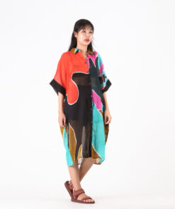 Alternative view of (Pre-order) Shirt Dress Kaftan Cotton Voile Hand Paint Free Size