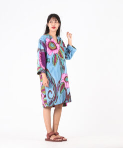 Alternative view of (Pre-order) Short Dress Linen Hand Paint Free Size