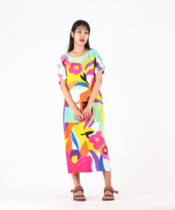 Alternative view of (Pre-order) Set Blouse and Skirt Cotton Rayon Hand Paint For Summer Beach Vacation