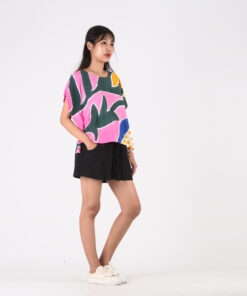 Alternative view of Poncho Blouse Cotton Rayon Hand Paint For Summer Beach Vacation