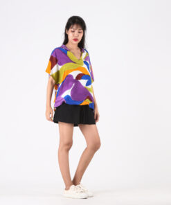 Alternative view of (Pre-order) Blouse with Collar Cotton Rayon Hand Paint Free Size