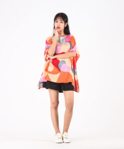 Alternative view of (Pre-order) Poncho Blouse Cotton Rayon Hand Paint For Summer Beach Vacation